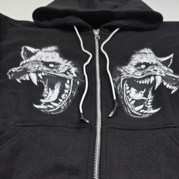 Cerberus Zip Up Hoodie Black