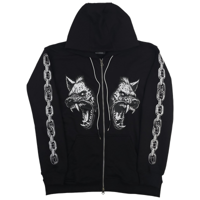 Cerberus Zip Up Hoodie Black