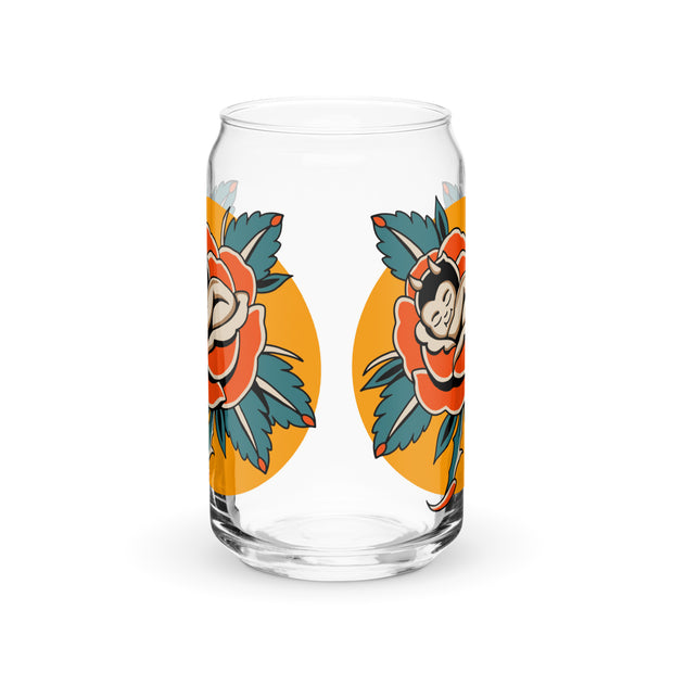 Devil Kewpie Can Shaped Glass