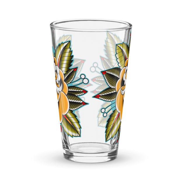 Yellow Rose Shaker pint glass