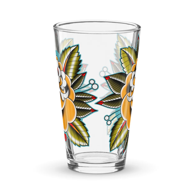 Yellow Rose Shaker pint glass