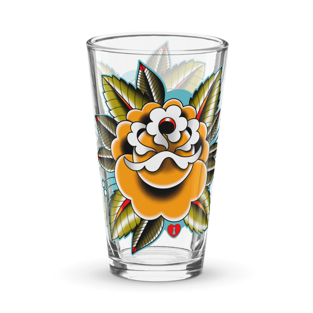 Yellow Rose Shaker pint glass