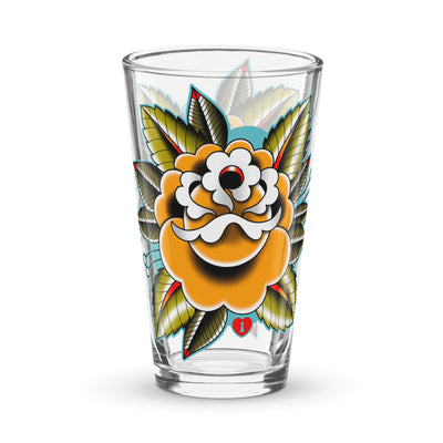 Yellow Rose Shaker pint glass